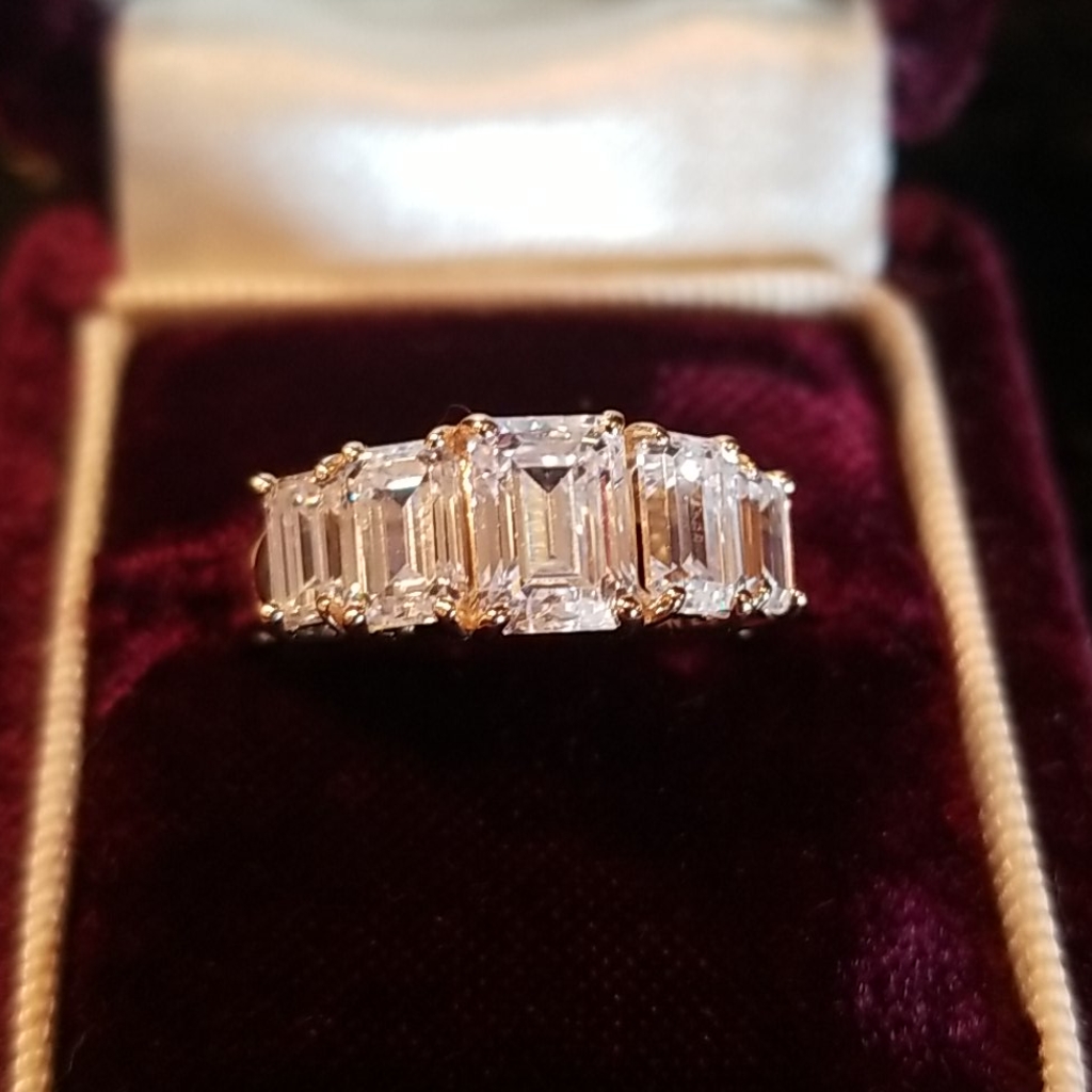 Solid 14kt 3ctw Emerald Cut Step Cut Band